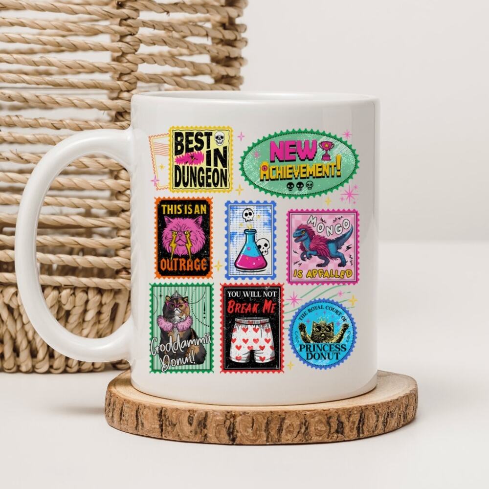 Dungeon Crawler Carl 15 oz Mug Coffee Cup Donut Cat Funny Novel Book 8